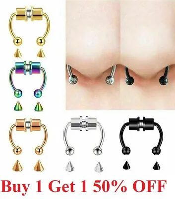 Magnetic Non-Piercing  Nose Rings Fake Septum Segment Helix Club Clicker Punk US • $4.95