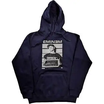 EMINEM  - Official Unisex Pullover Hoodie: Arrest - Navy Blue Cotton • £28.99