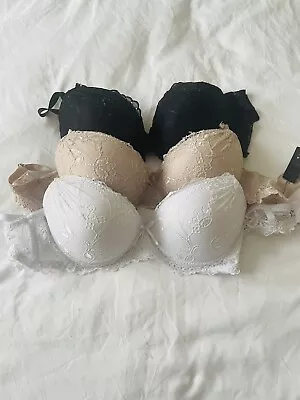 UK Size Sexy Lace Full Cup Bra 34B Padded Push Up Multiway Strapless Underwires • £9
