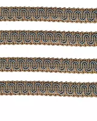 Upholstery Braid - Beige / Sea Blue 14mm Price Is For 5 Metres • $10