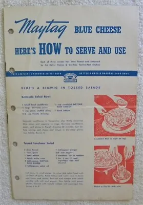 1950 MAYTAG Dairy Farm Blue Cheese Newton Iowa IA Serve & Use Recipes • $7.99