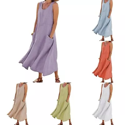 Comfortable Women's Loose Fit Maxi Dress With Pockets For Beach Lounging • $19.73