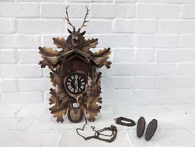 Vintage West German Cuckoo Clock Stag Deer Rabbit AS-IS Untested Black Forest • $80