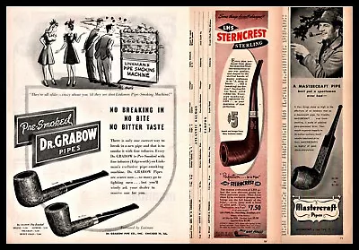 1944 &1945 DR. GRABOW STERNCREST MASTERCRAFT Vintage Smoking Pipe 3 AD LOT • $10.99
