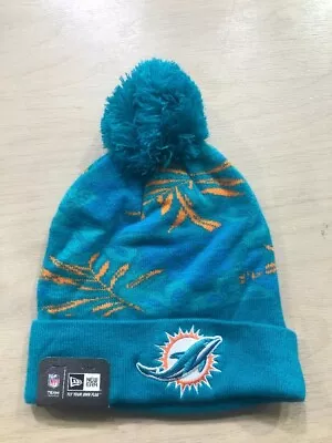 Nfl New Era  Miami Dolphins Cuffed Winter Knit Pom Beanie One Size • $20