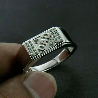 1 Ct Simulated Letter Men Band Ring Custom DAD Letter Wedding Ring 14k Gold Over • £70.96