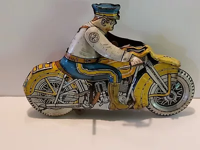 Vintage MARX Wind-up Tin Police Motorcycle • $225