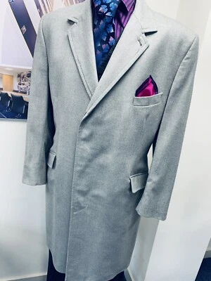 £149 • Buy New & Lingwood Silver Grey Covert Overcoat  UK XXLarge 48 R EU 58 Pristine