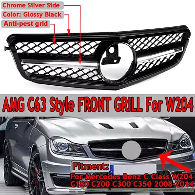 AMG Style Front Grille Grill For Mercedes W204 C200 C250 C300 C350 2008-2014 • $53.49