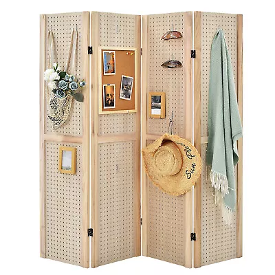 Giantex 4-Panel Partition Room Divider Folding Privacy Screen Pegboard Display • $139.95