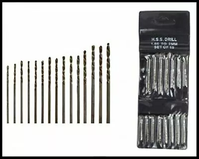 New 15pc Micro-Drill Bit Mini Set High Speed Metric Sizes 1.05 Mm -2.0 Mm • $8.98