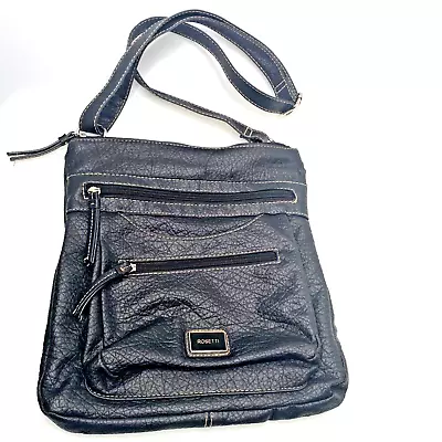 Rosetti Black Faux Leather Purse Shoulder Bag 11  X 10  X 1  • $9.99