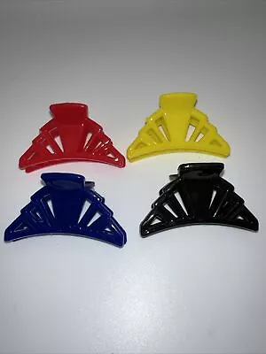 Set Of 4 Hair Clips 1980's Black Yellow Red Blue • $10