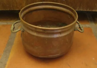 E7 - Vintage Antique Handmade Hammered Pieced & Seamed Copper Pot With Brass • $16.95