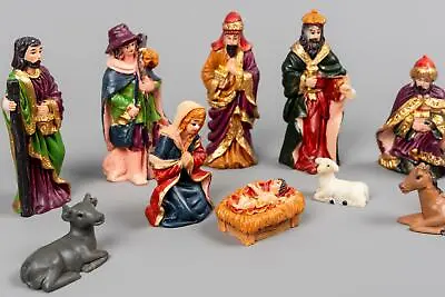 10Pcs Christmas Nativity Figures Crib Scene Set Movable Home Decoration Easter • £11.99