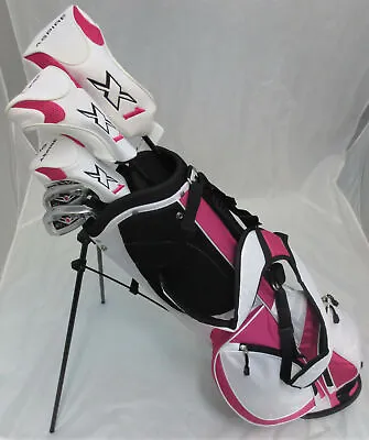 $459.99 • Buy NEW Ladies Golf Club Set Driver Wood Hybrid Irons Putter & Stand Pink Bag Womens
