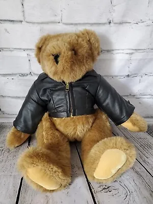 Vermont Teddy Bear Biker Motorcycle Faux Leather Jacket  Fully Moveable Limbs • $19.99