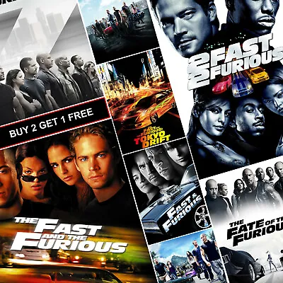 Fast And Furious Movie Posters A4 A3 HD Gloss Prints Fast Five Tokyo Drift Hobbs • £17.99