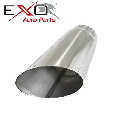 3  In To 3.5  Out Exhaust Tip Stainless Steel Mitre Cut X 8  (203mm) Long • $44.99