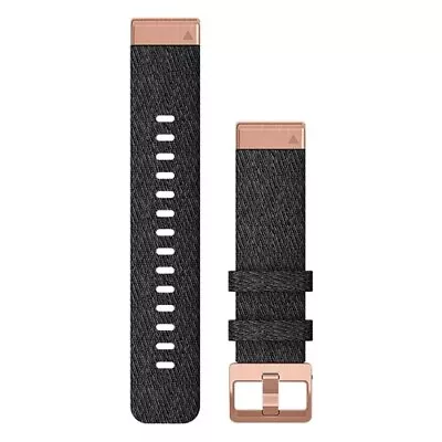 Garmin QuickFit 20 Watch Band - Heathered Black Nylon With Rose Gold Hardware • $246.85