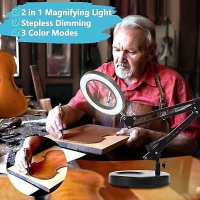 10X Magnifying Glass With Light And Stand KIRKAS 2-In-1 Stepless Dimmable LED M • $59.99