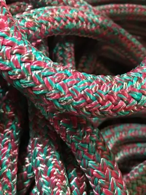 9/16 X 100 Ft. Double Braid-Yacht Braid Polyester Rope. Turq/Fuchsia/Platinum • $109