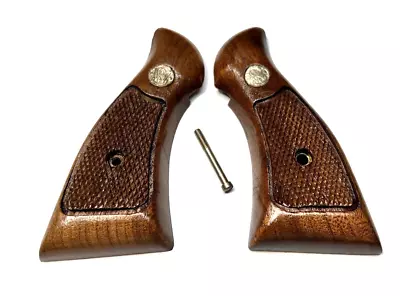 Smith & Wesson Factory Grip K L Frame Square Butt Checkered WOOD • $69.95