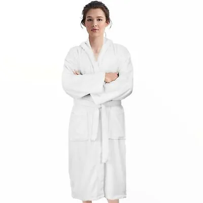 Mens & Ladies Velour Hooded Bathrobe Terry Towelling Dressing Gown 100% Cotton • £14.99