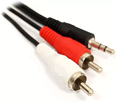 3.5mm To Phono RCA  Cable Lead Stereo Jack Male Twin Copper  1m 2m 3m 5m 10m • £1.49