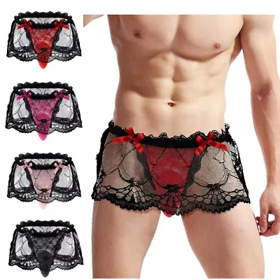 Frilly Underwear Hips Lifting Floral Lace Stretchy Sissy Crossdresser Underwear • $8.36