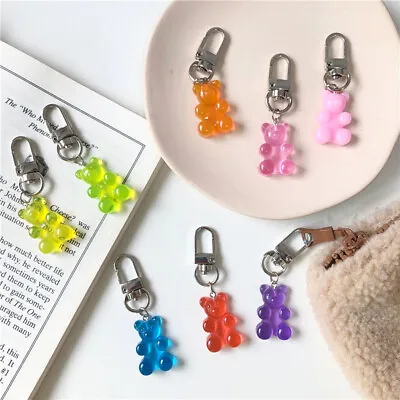 £2.84 • Buy Cute Gummy Bear Keychain Candy Color Charms Keyring Girl Earphone Cover Jewelry