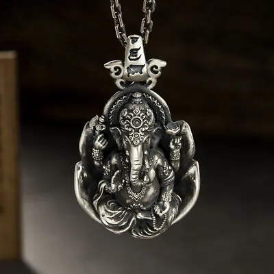 New Men's Buddhist Amulet Stainless Steel Ganesha Necklace Jewelry With Chain • $12.99