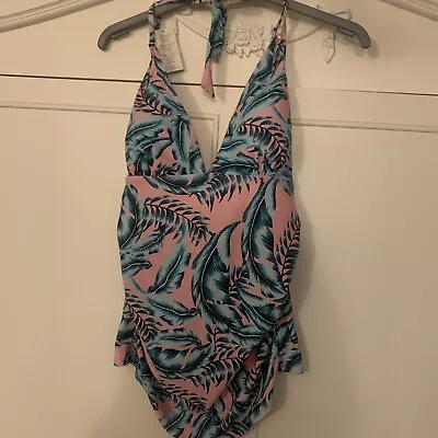 Summer Mae Maternity Pink Leaf Pattern Tankini Top Size M 10-12 Bnwt Reduced! • £8.99