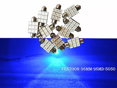 10x Blue Festoon 36MM 1.42  5050 9SMD Car Interior Dome LED Bulbs For Door Light • $12.39