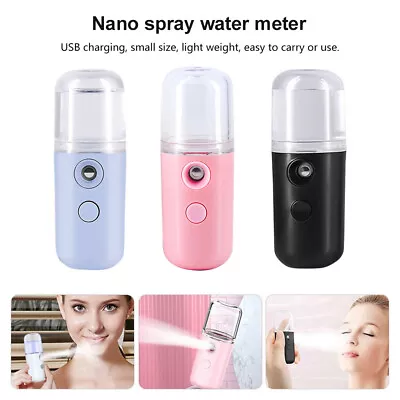 Mini Facial Steamer Nano Ionic Face Mist Sprayer Moisturizing Humidifier 30ml • $7.99