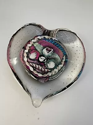 Randy Strong Abstract Dichroic Art Glass Heart Paperweight SIGNED/DATED Mint! • $41