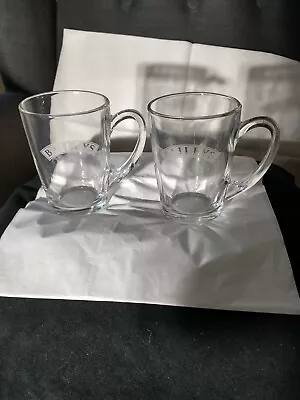 £6.90 • Buy Baileys 2x Irish Cream Coffee Mugs Clear Glass Etched Frosted Logo Excellent Con