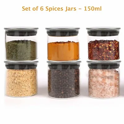 £13.95 • Buy Small Glass Canister With Stainless Steel Lid, Airtight Sealing, Mini Spice Jars
