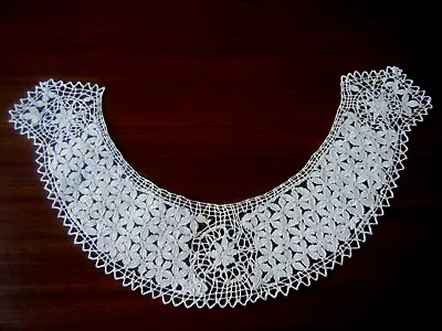 1900 Antique Silk Maltese Lace Front Neck Collar Great  Condition Hand  Made • $35.99