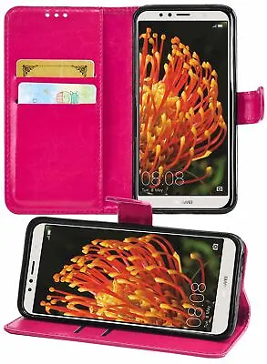 Huawei Y6 2018 Premium Leather Wallet Flip Cover Pouch Book • £3.99