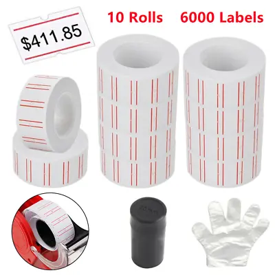 10 Rolls Price Label Paper Tag Sticker Gun Labels Refill For MX 5500 + Spare Ink • $8.38