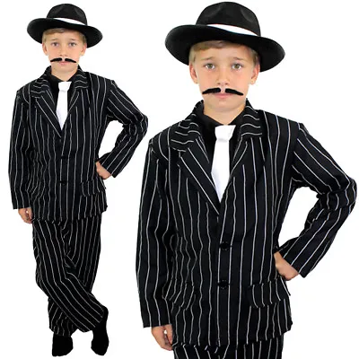 £15.99 • Buy Child Gangster Costume And Black Hat Boys 1920's Fancy Dress Theatre Stage Show