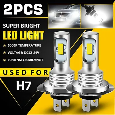 $10.98 • Buy 2x H7 LED Headlight Bulbs Conversion Kit High Low Beam 6000K Super White Bright
