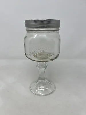 Ball Mason Jar Stem Stemmed Glass W/ Lid Wine Hillbilly Redneck • $28.95