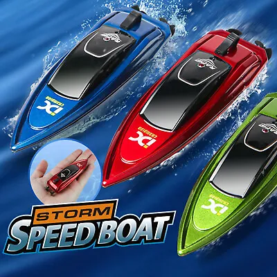 CHILD RC Boats USB 2.4G High Speed Racing Boat 4CH Remote Control LED Ship Toys • $18.99