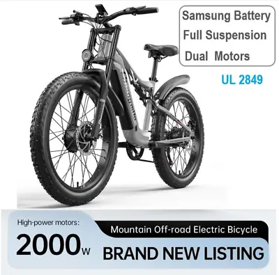 Electric Bicycle 2000W Dual Motor E-Mountain Bike 840WH Full Suspension Fatbike • $1699