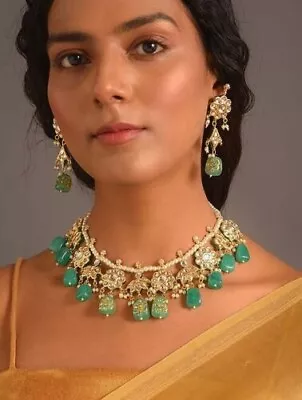 Bollywood Gold Plated Pearl Choker Necklace Bridal Indian Jewelry Set For Women • $35.99