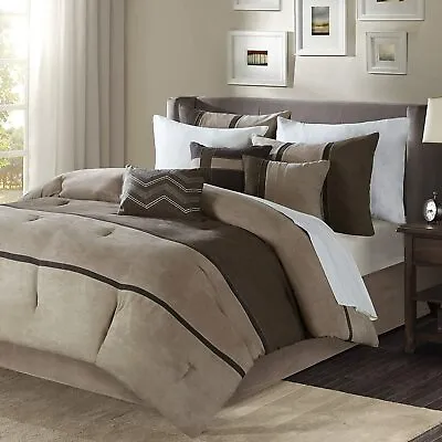 Madison Park Palisades Cal King Size Bed Comforter Set Bed In A Bag - Brown Tau • $189.66