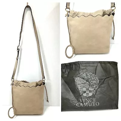 Vince Camuto Crossbody Buttery Leather Wavy Buck Bucket Bag With Dust Bag • $29.99