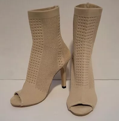 Women's High Heel Lace Up Knit Peep Toe Boots Size 36 • £8.99